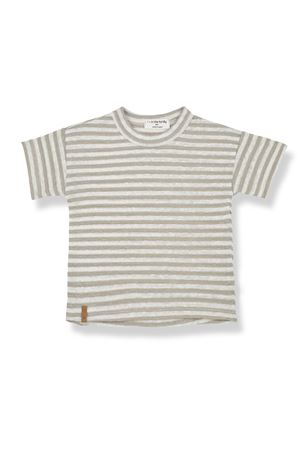 T-shirt Cesar in lino elasticizzato a righe 1+IN THE FAMILY KIDS | CESARBEIGEIVORY